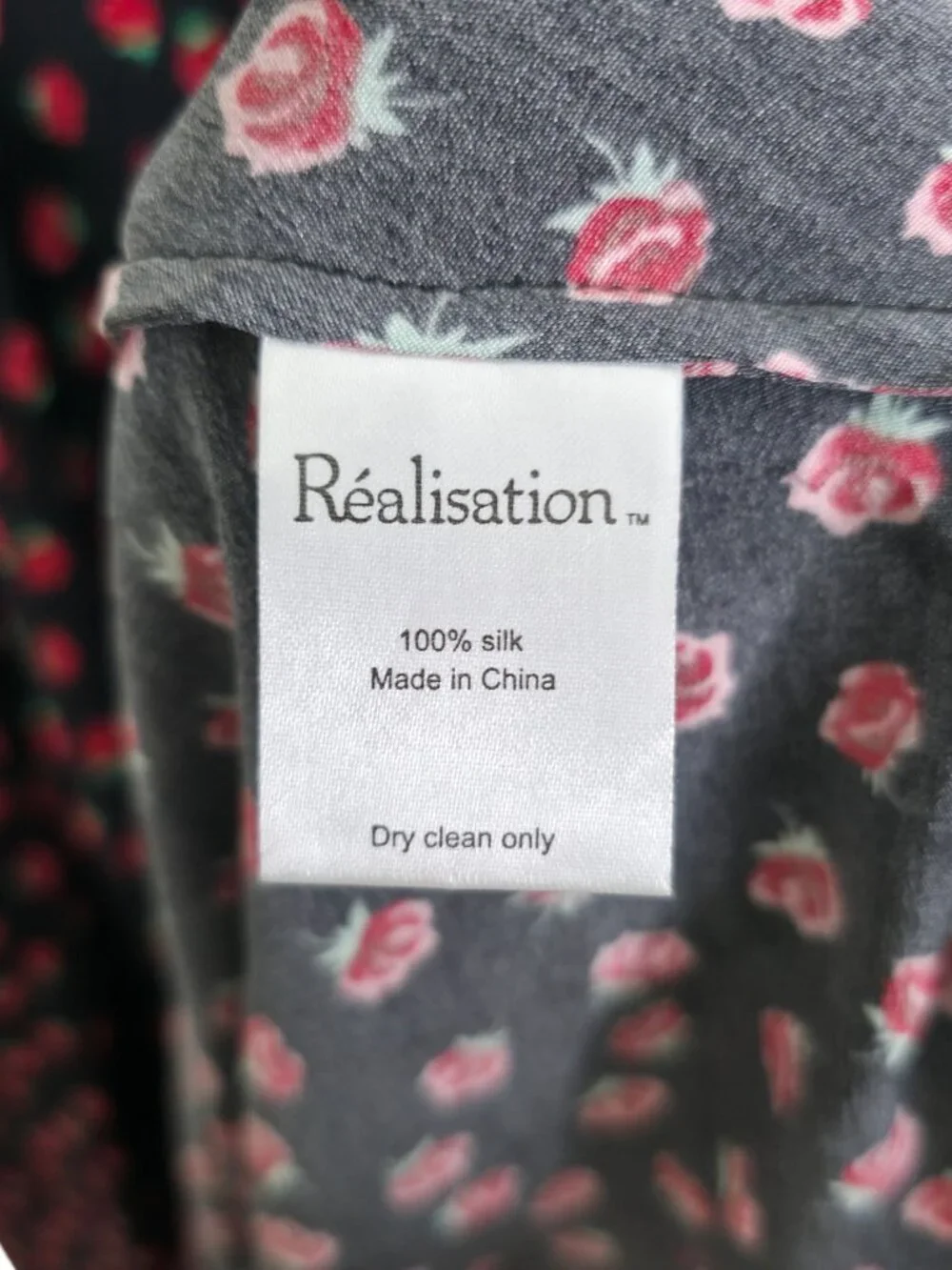 Realisation Par The Liv Maxi Dress Rosalita Black Red Floral Print‎ Silk Size S